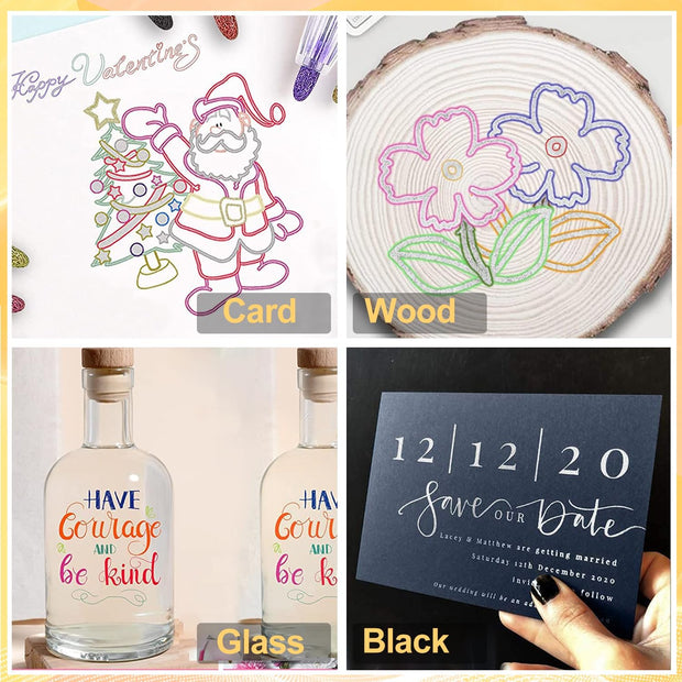 Double Line Shimmer Metallic Outline Markers – 36 Colors | For Doodle Art
